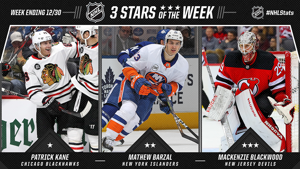 Stars of the Week, Kane, Barzal, Blackwood