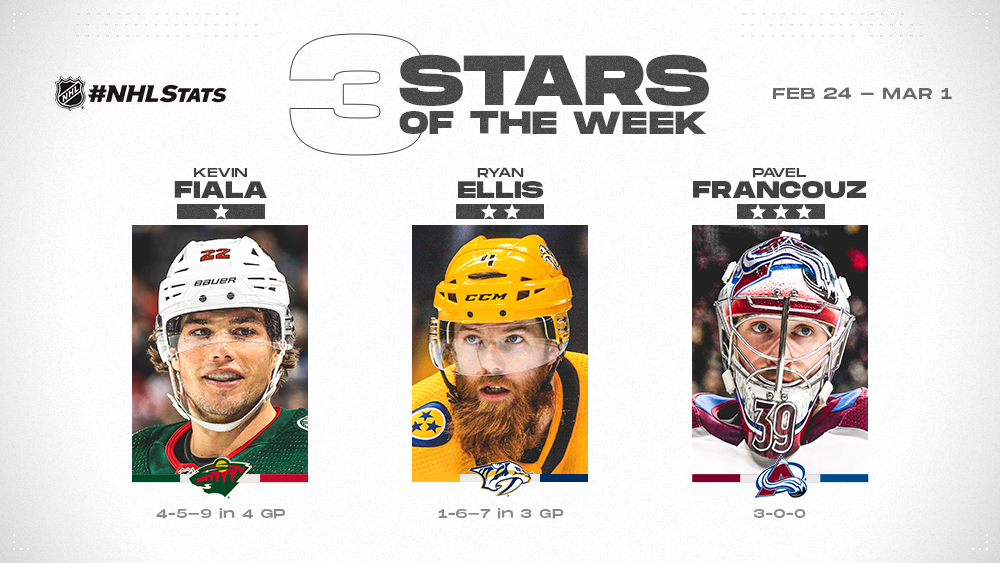 Three Stars of the Week, Fiala, Ellis and Francouz