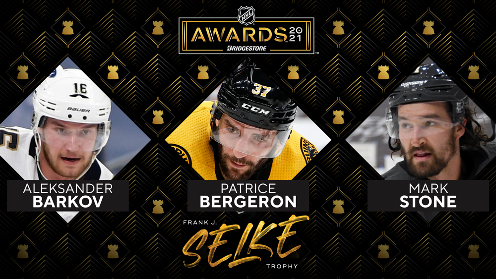 Nhl Com Media Site News Barkov Bergeron And Stone Voted Frank Selke Trophy Finalists