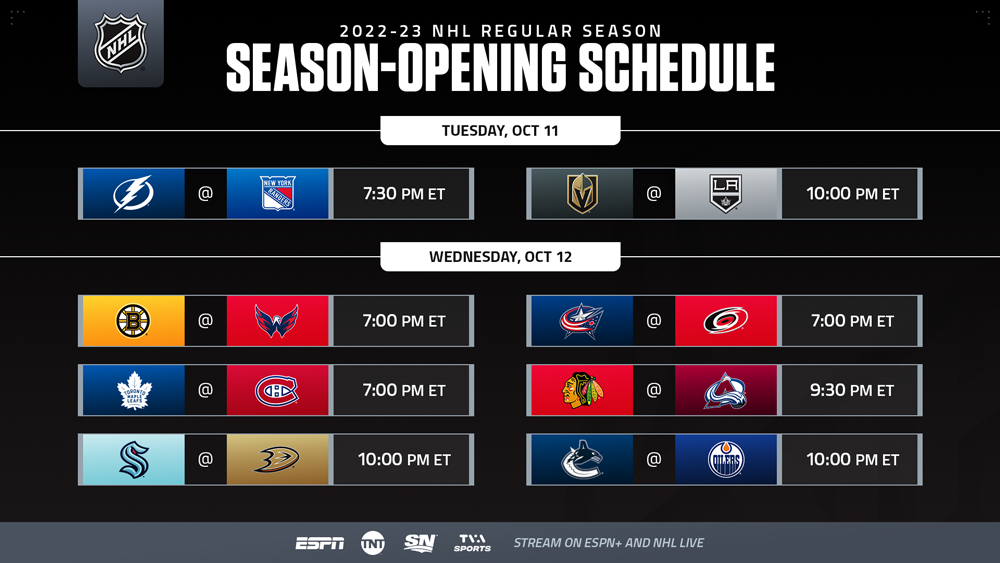 When does the NHL regular season start? Opening games, schedule, dates for  all 32 teams entering 2022-23