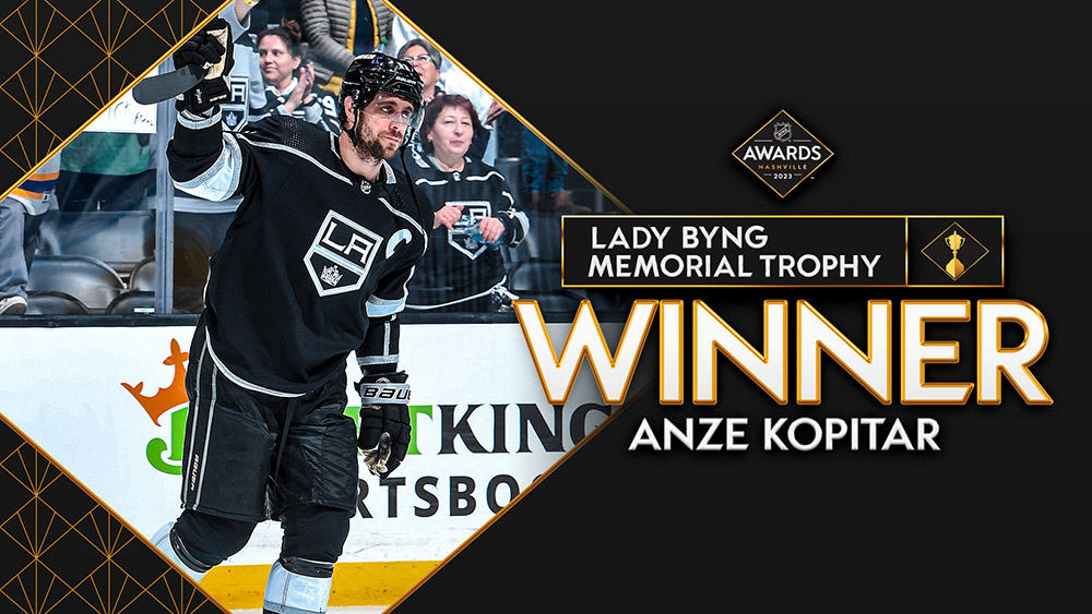 Kings captain Anze Kopitar wins NHL's Lady Byng Trophy for 2nd time