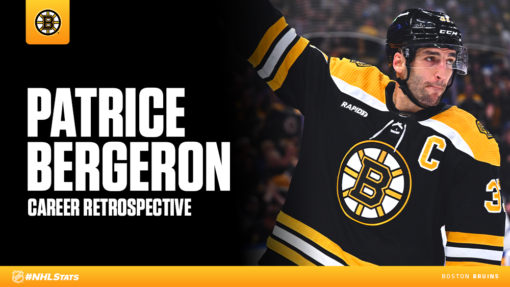 Patrice Bergeron, Boston Bruins forward and captain, announces