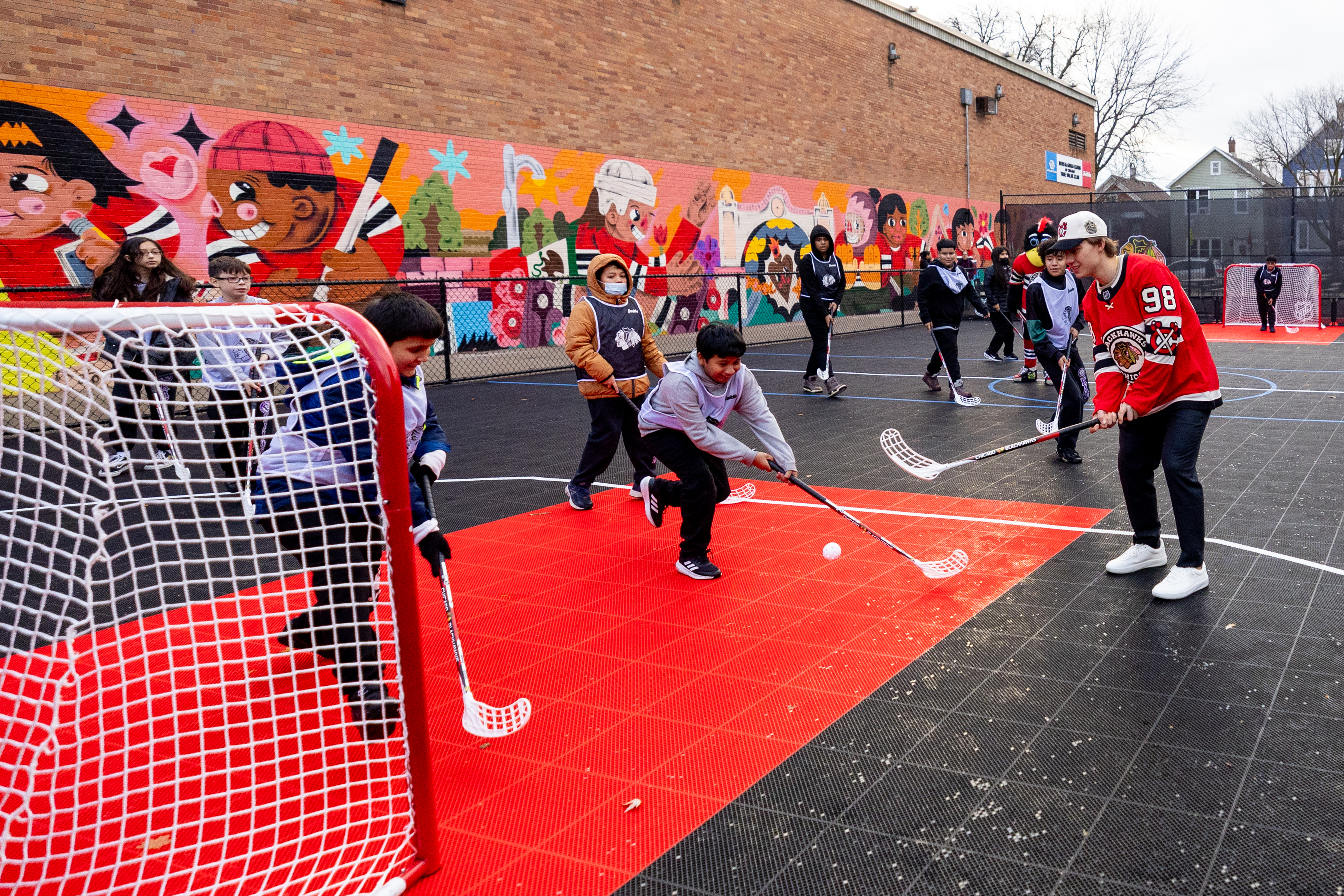 NHL Chicago Blackhawks Legacy Project Winter Classic Boys & Girls Club ball hockey outdoor rink