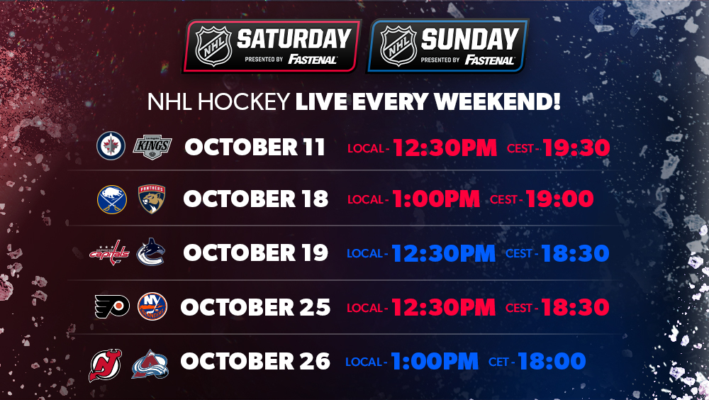 NHl Saturday, NHL Sunday, Fastenal, Europe