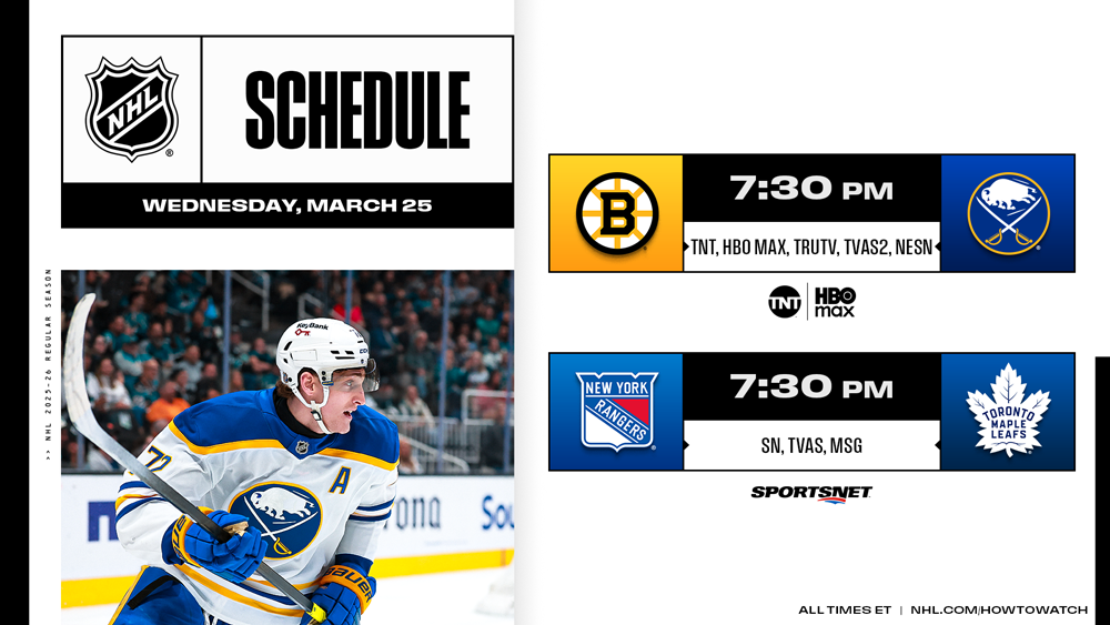 NHL Schedule March 25, 2026